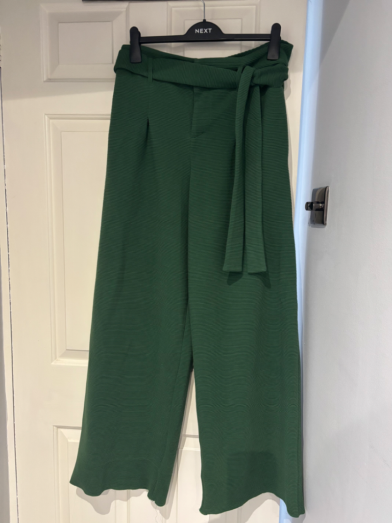 Snag Ottoman Wide Leg Tailored Trousers, Petit Pois