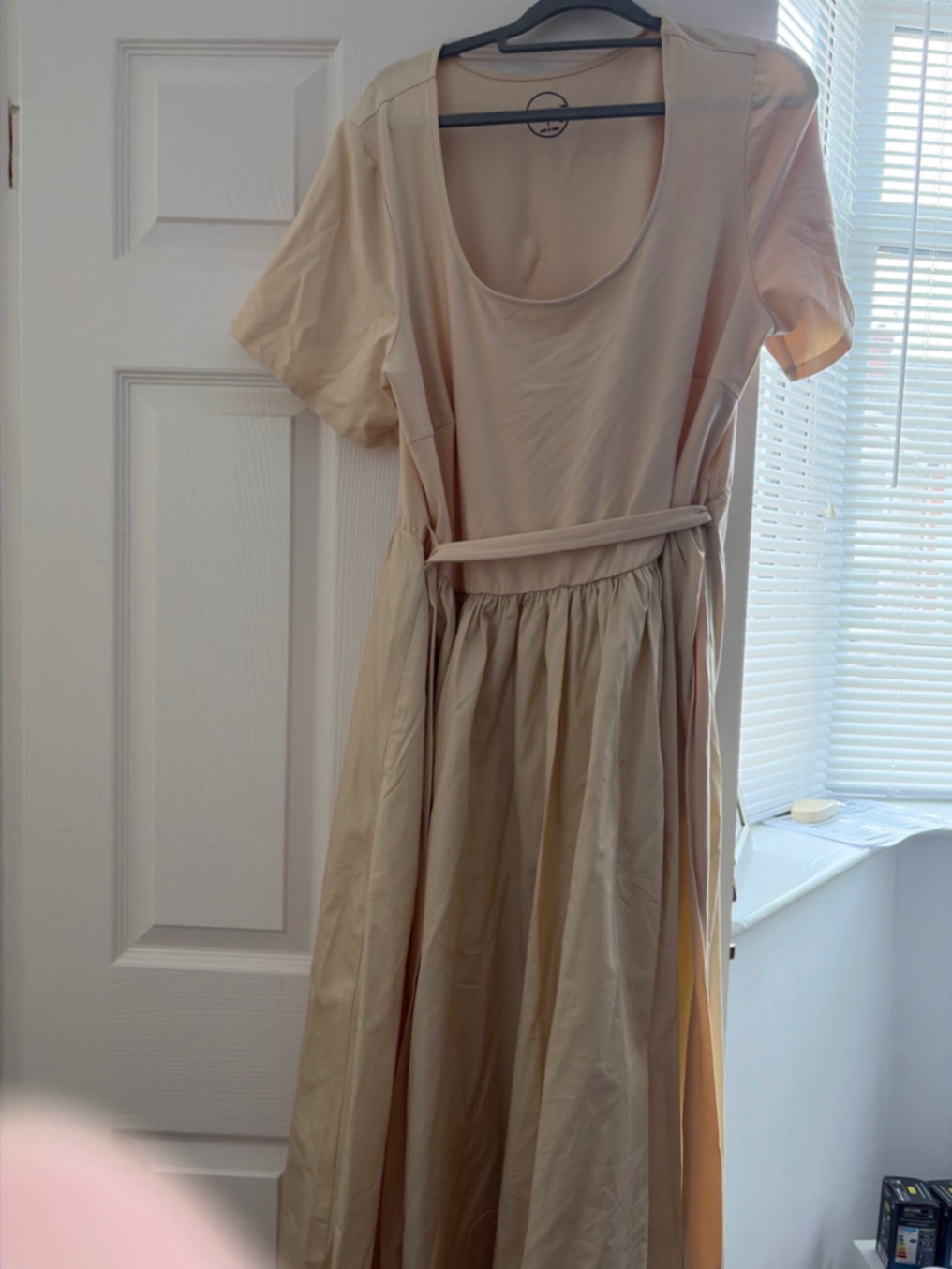 Midaxi Poplin Dress in Oatmeal 