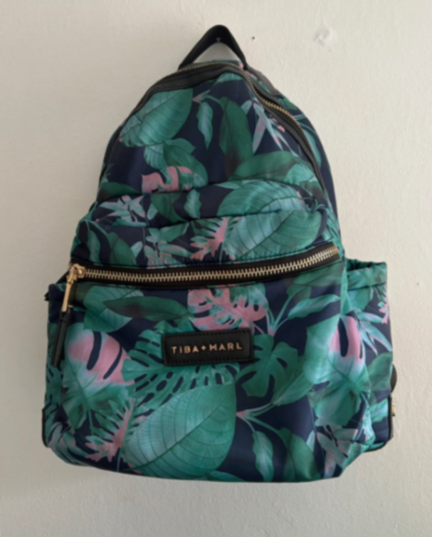 Tiba & marl X mamas & papas leaf print rucksack changing bag