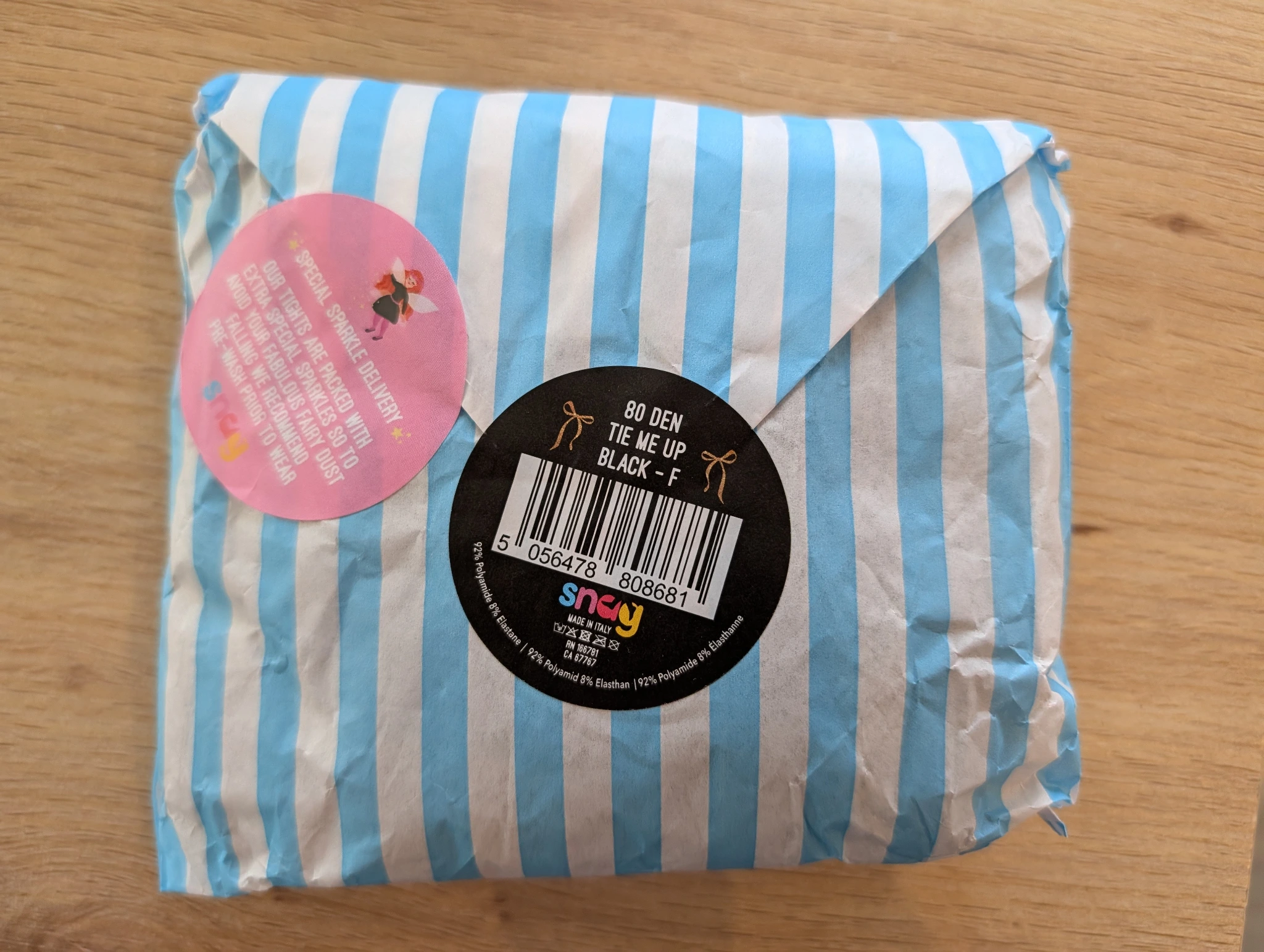 80 Den tie me up tights black with gold bows 