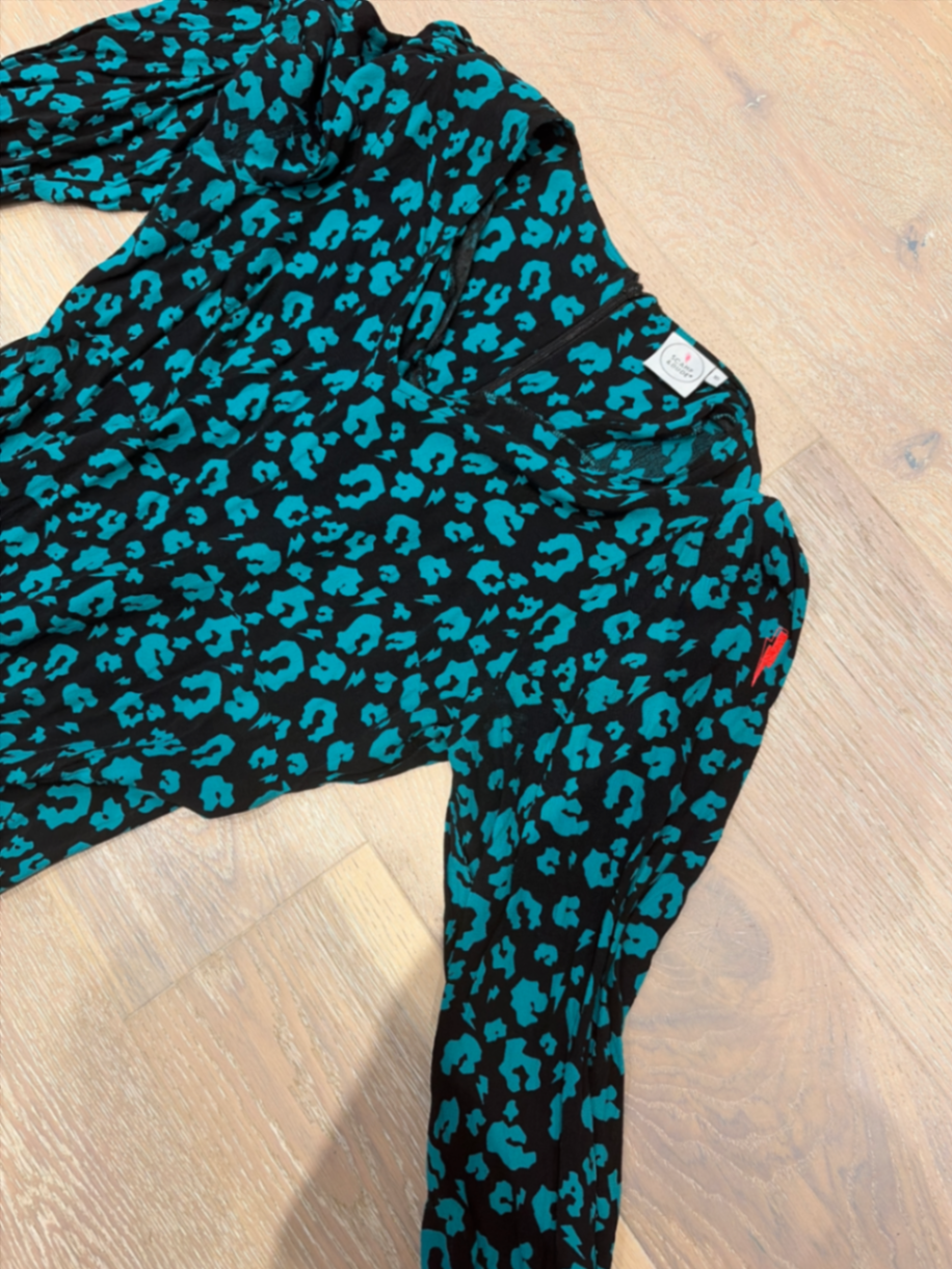 Turquoise and black Leopard print dress 