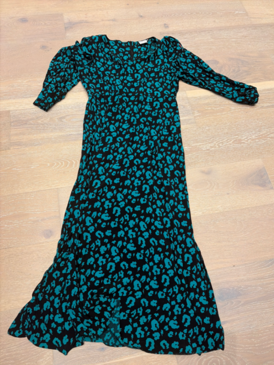 Turquoise and black Leopard print dress 