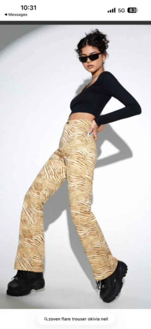 MOTEL X OLIVIA NEILL Zoven Flare Trouser in Desert Terrain Tan
