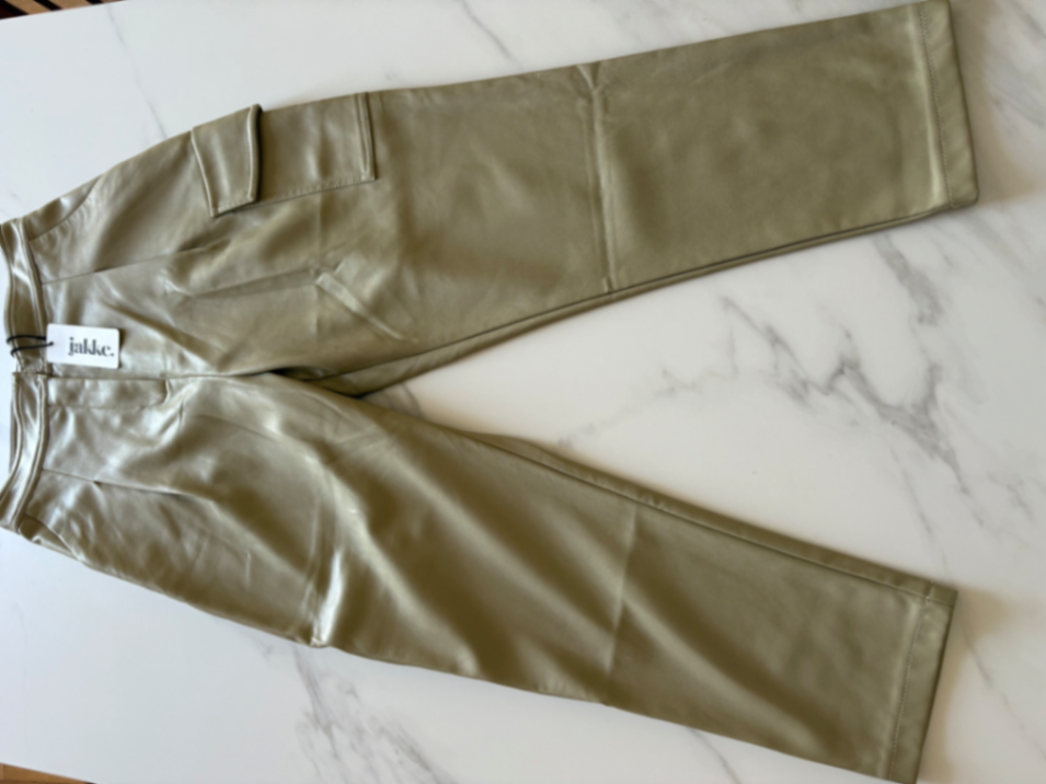 Faux Leather Sage Green Toni Trousers 