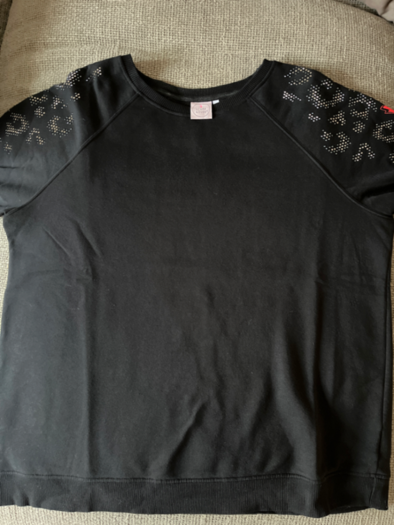Black with Studded Leopard Oversized Sweatshirt