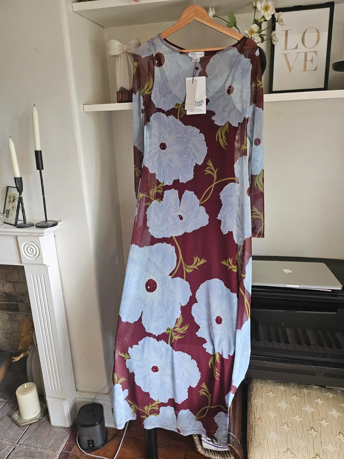never fully dressed burgundy & blue poppy aria dress Never Fully Dressed Blue Poppy Aria Mesh Dress main image 0