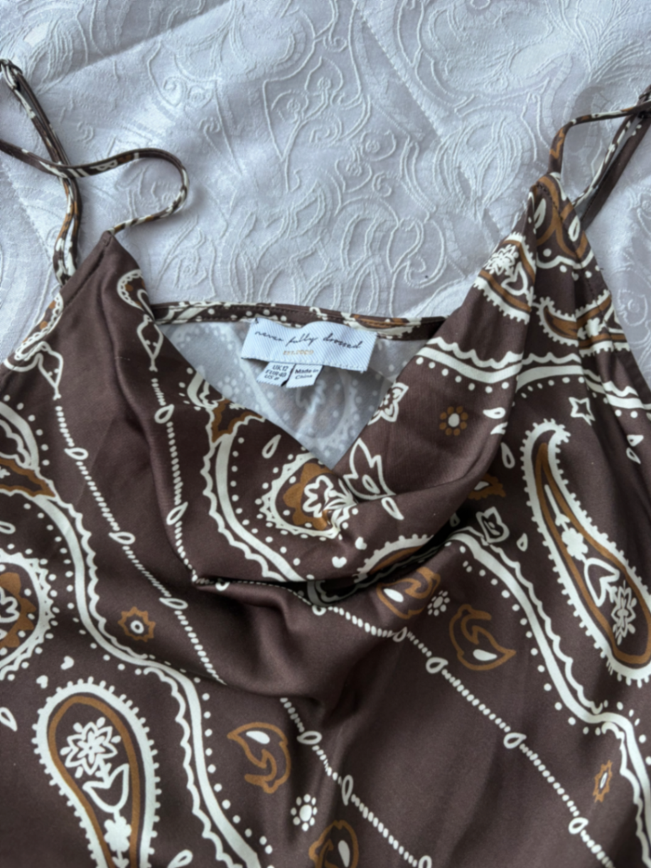 brown bandana patti dress Bandana Print Midi Dress