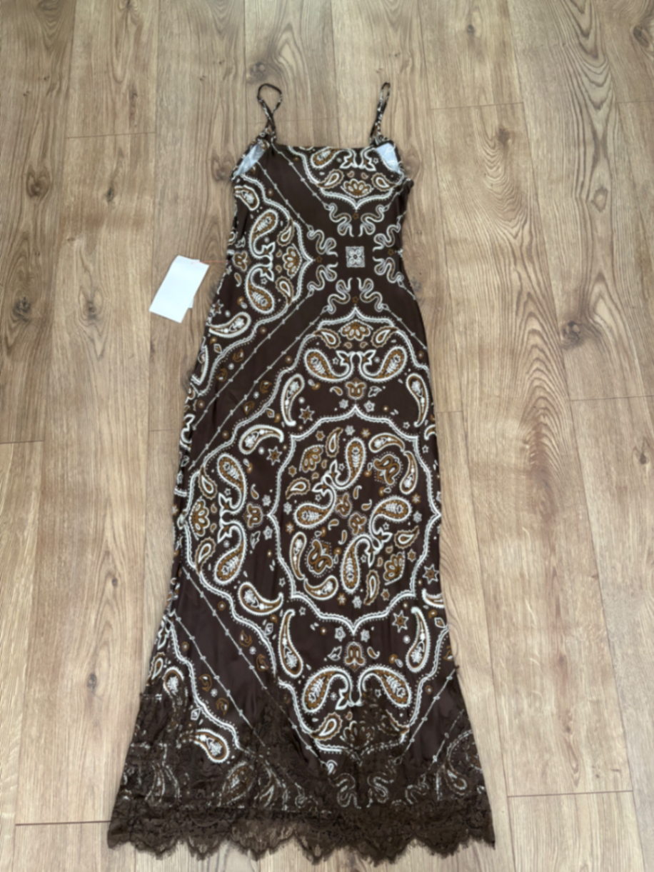 brown bandana patti dress Bandana Print Midi Dress