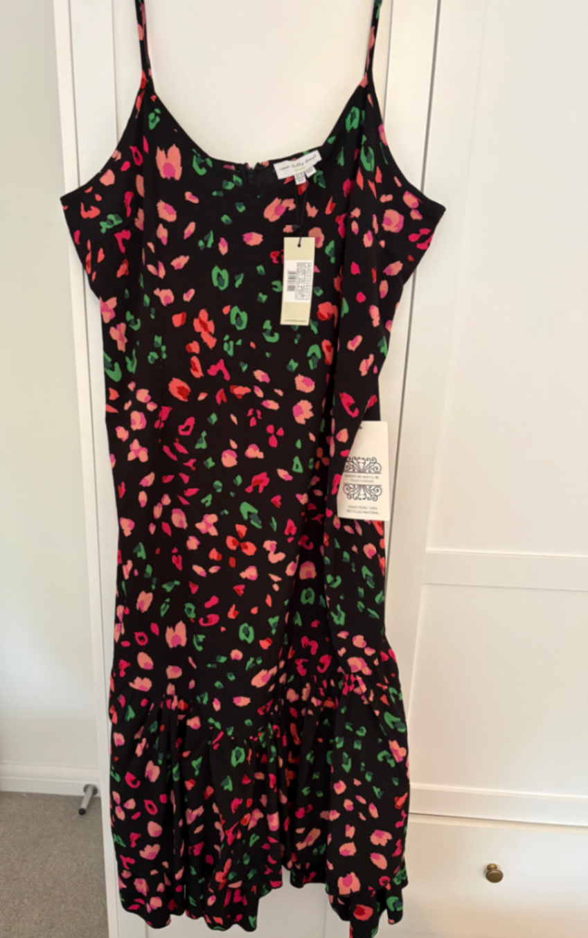 Black Animal Strappy Frida Dress - Curve