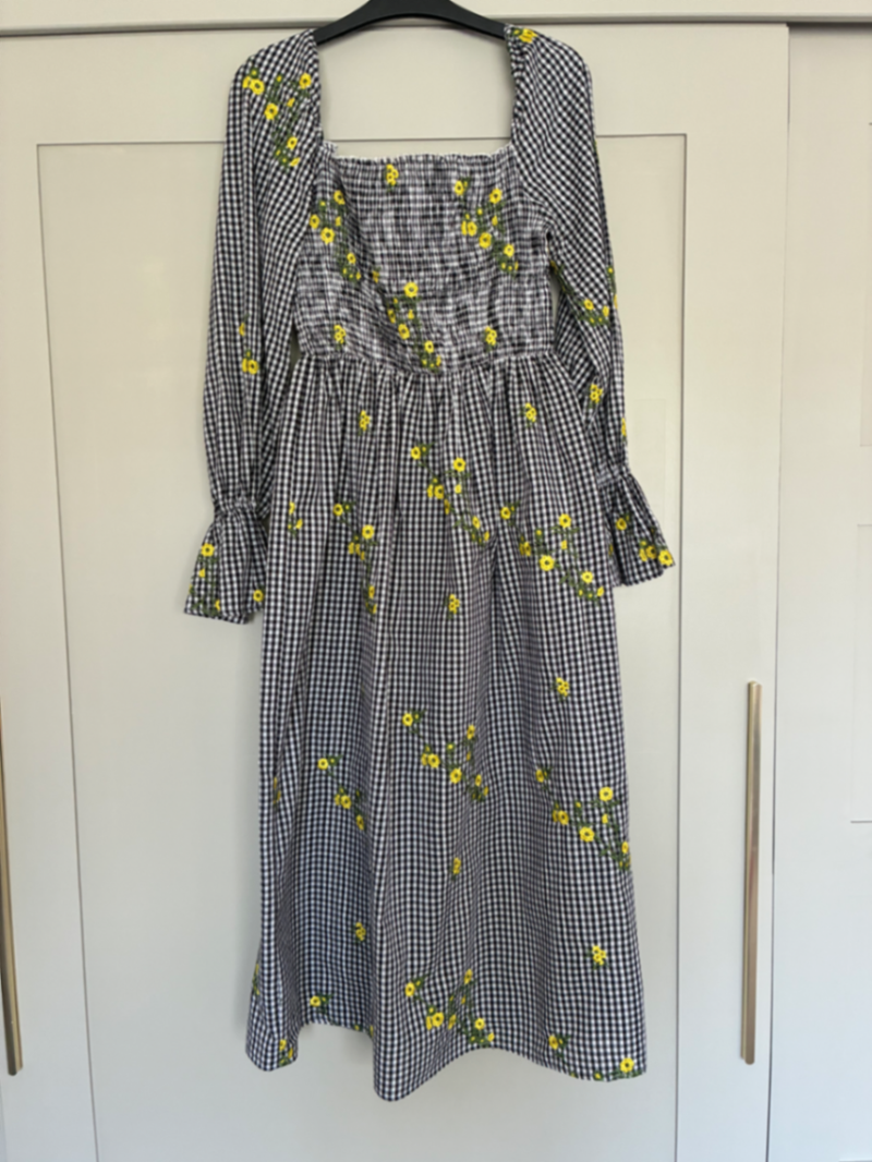 Monochrome Daisy Gingham Dress