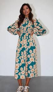 Swedish Teal Flower Dress
