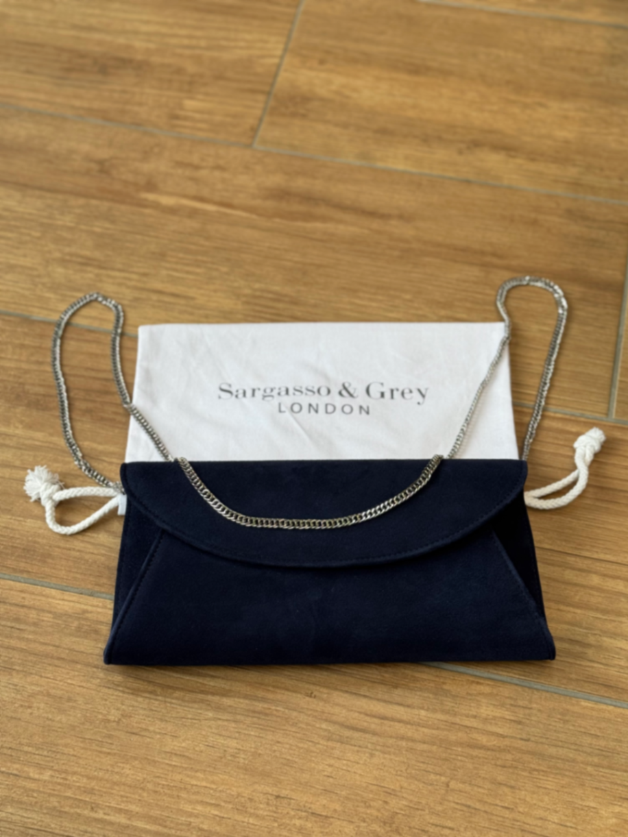 Elodie Clutch - Navy Suede 