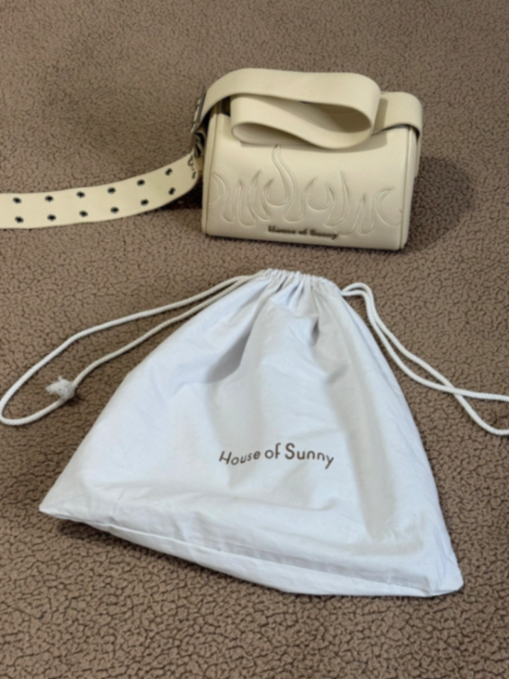 House of Sunny flame beige cream vegan adjustable cross body bag solar bag