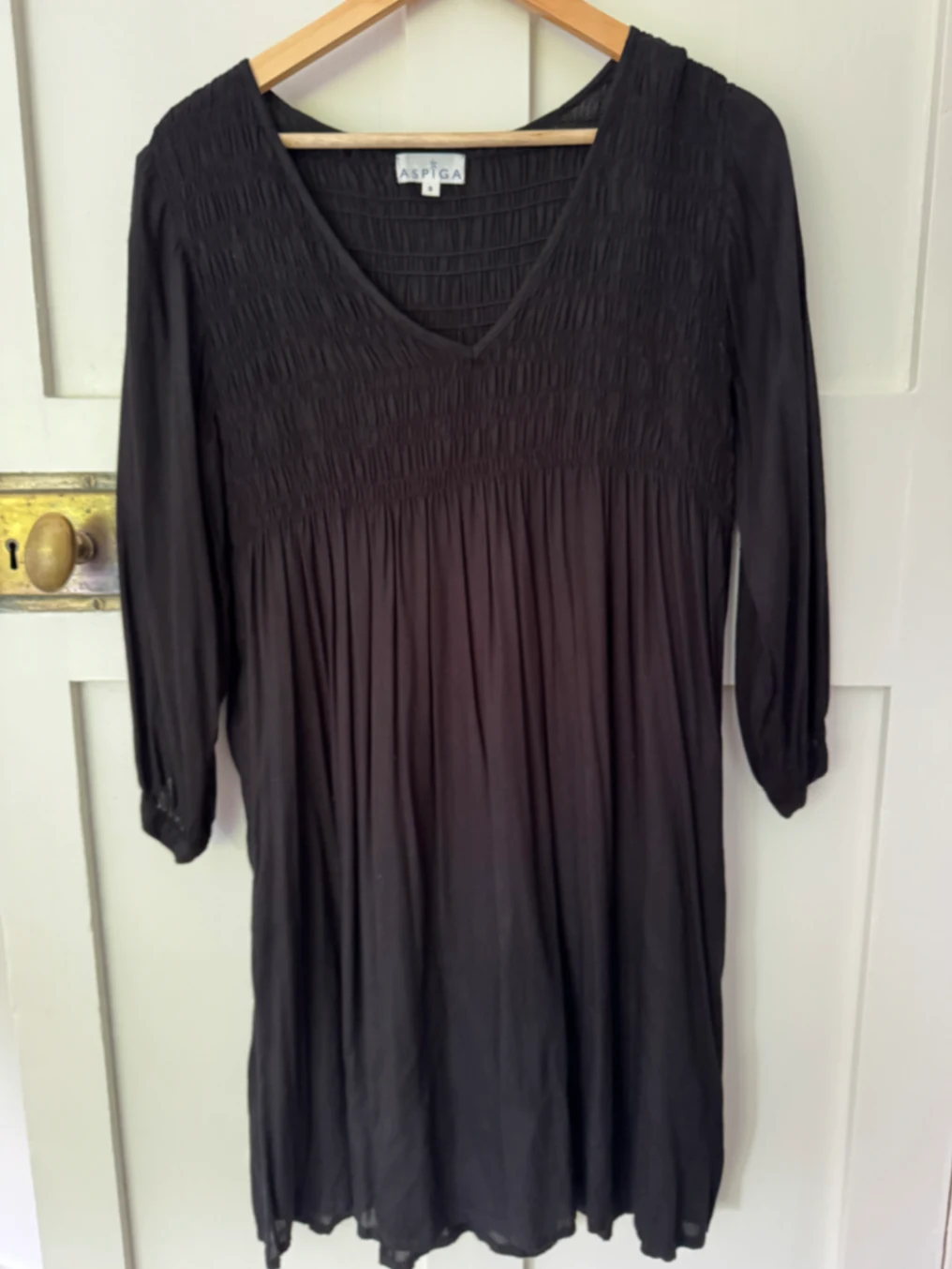 black smocked dress