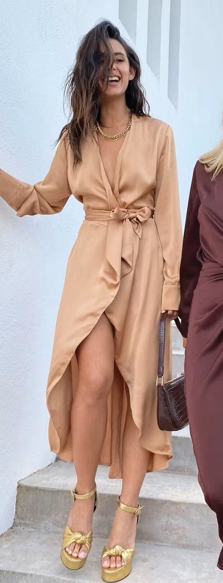 Gold Wrap Dress