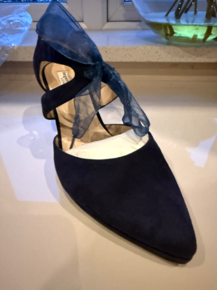 Ava Extra-Wide Fit Heels - Navy Suede
