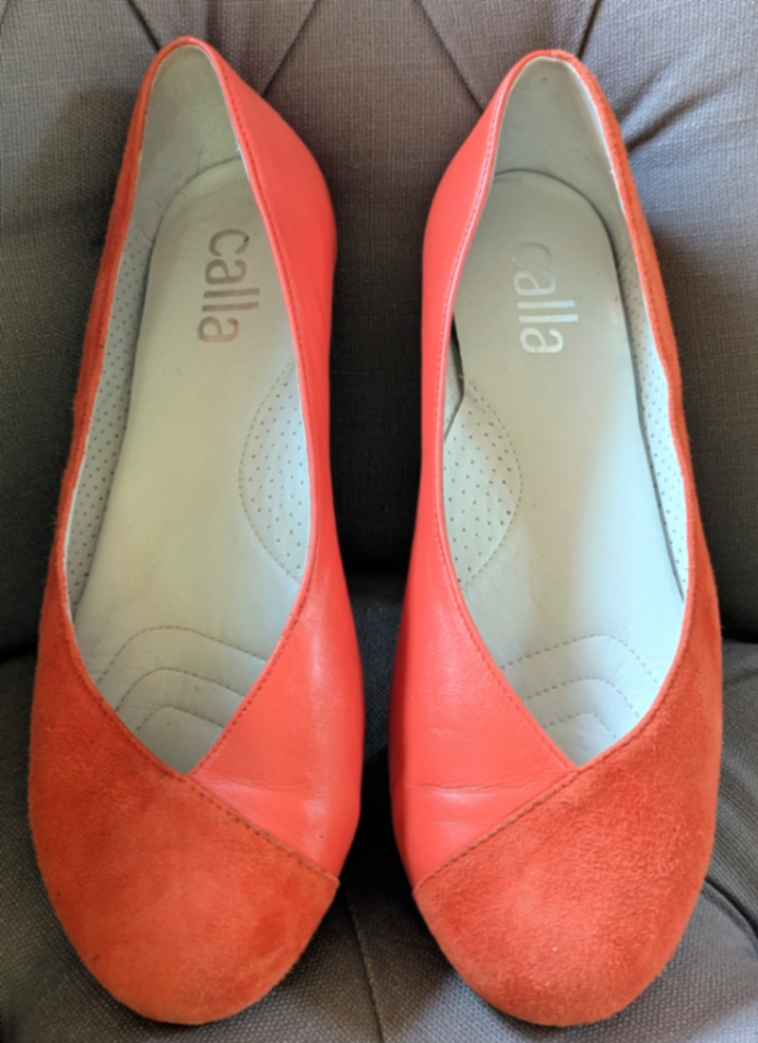 Charlotte Ballet Flats Coral Leather & Suede Uk 5