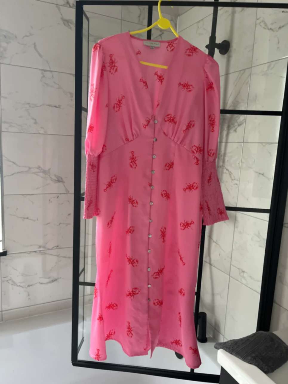 lobster dress pink Linen and Lobster Rolls Mini Dress - Pink and Red, Medium | Hazel and Olive
