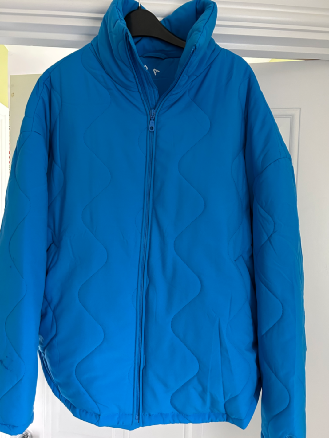 Bamboo soft blue zip ladies coat 