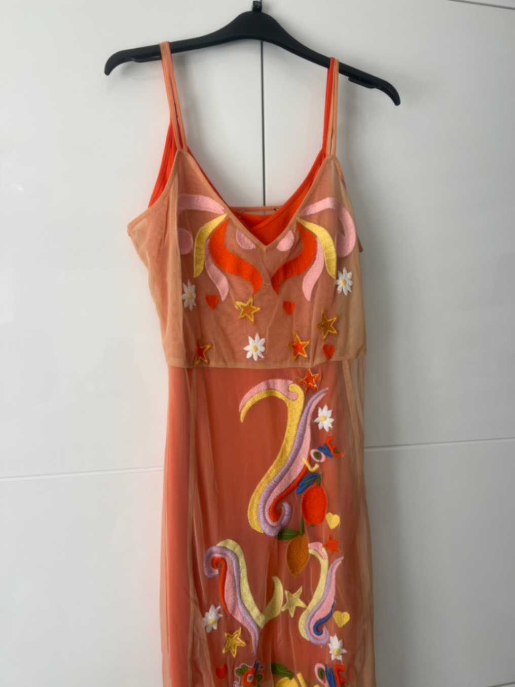 Wonderland orange mesh dress with slip 