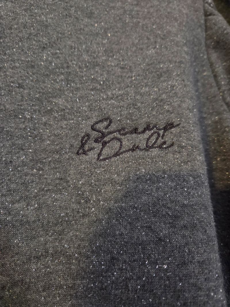 Owner Rib Logo Grey Lurex Puff Sleeve Sweatshirt