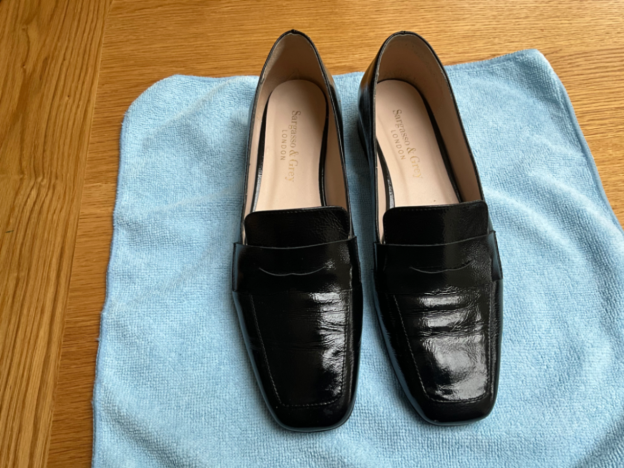 Black patent loafer
