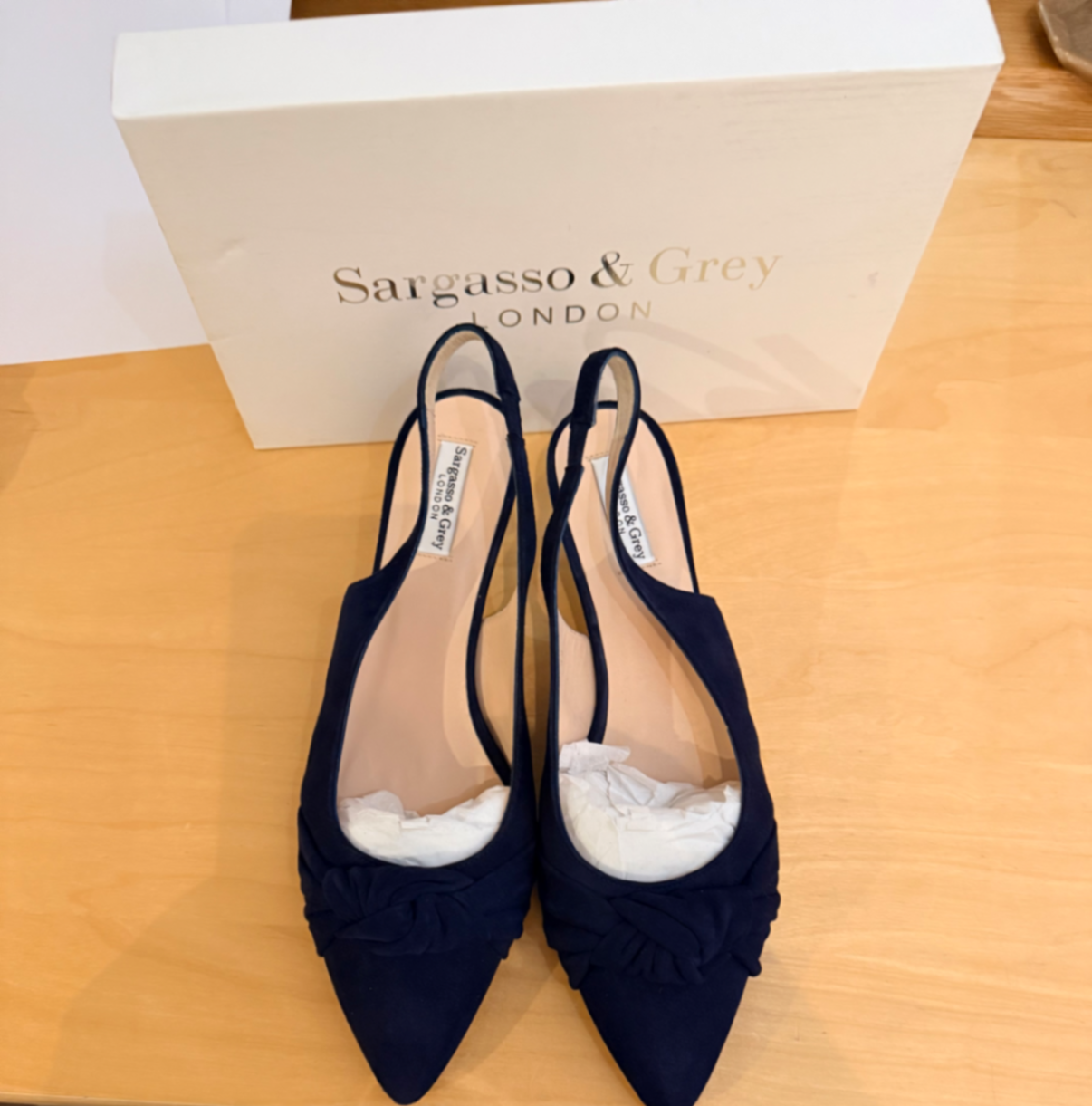Audrey Wide Fit Slingback - Navy Suede