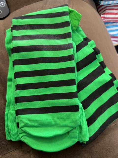 Black and green stripy tights