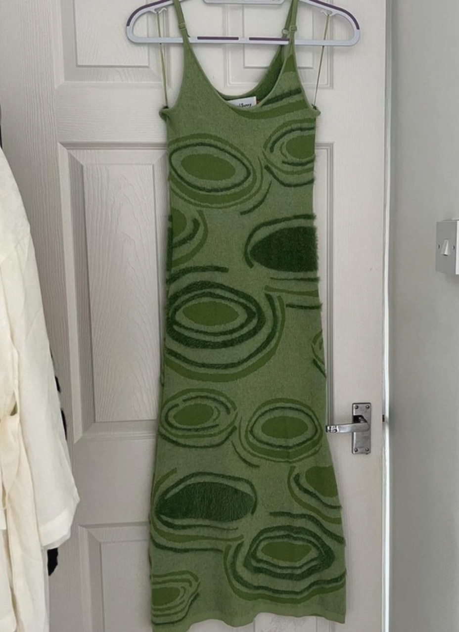 House of sunny green lily pad hockney dress
