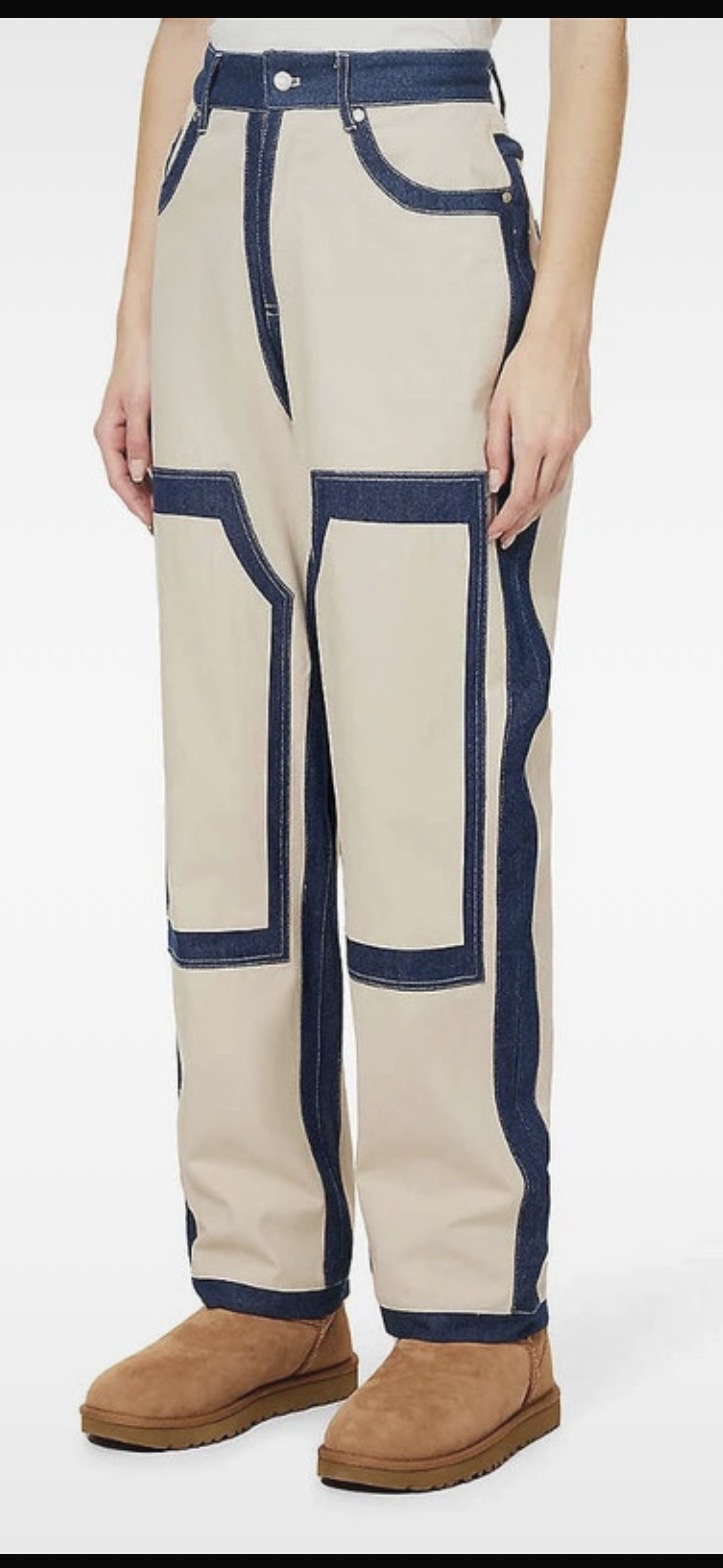 Denim and canvas patch trousers