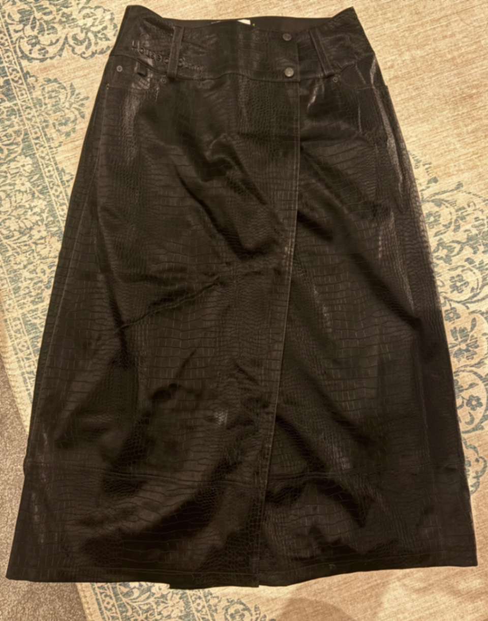 Low Rider Croc-Embossed Faux-Leather Midi Skirt
