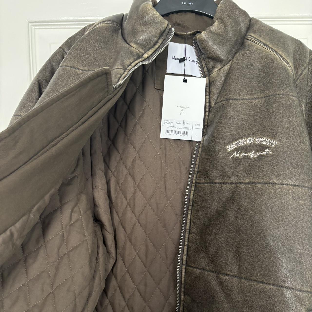 BNWT Unisex House of Sunny Size L Embroidered Puffer Jacket Puffa Coat Brown