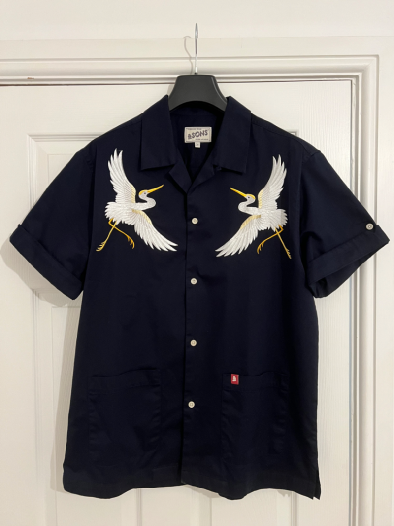 &SONS Crane Embroidered Short Sleeve Shirt