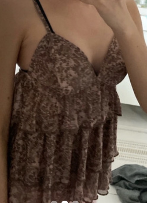 Ratilu Cami Top In Mesh Vintage Paisley Pink