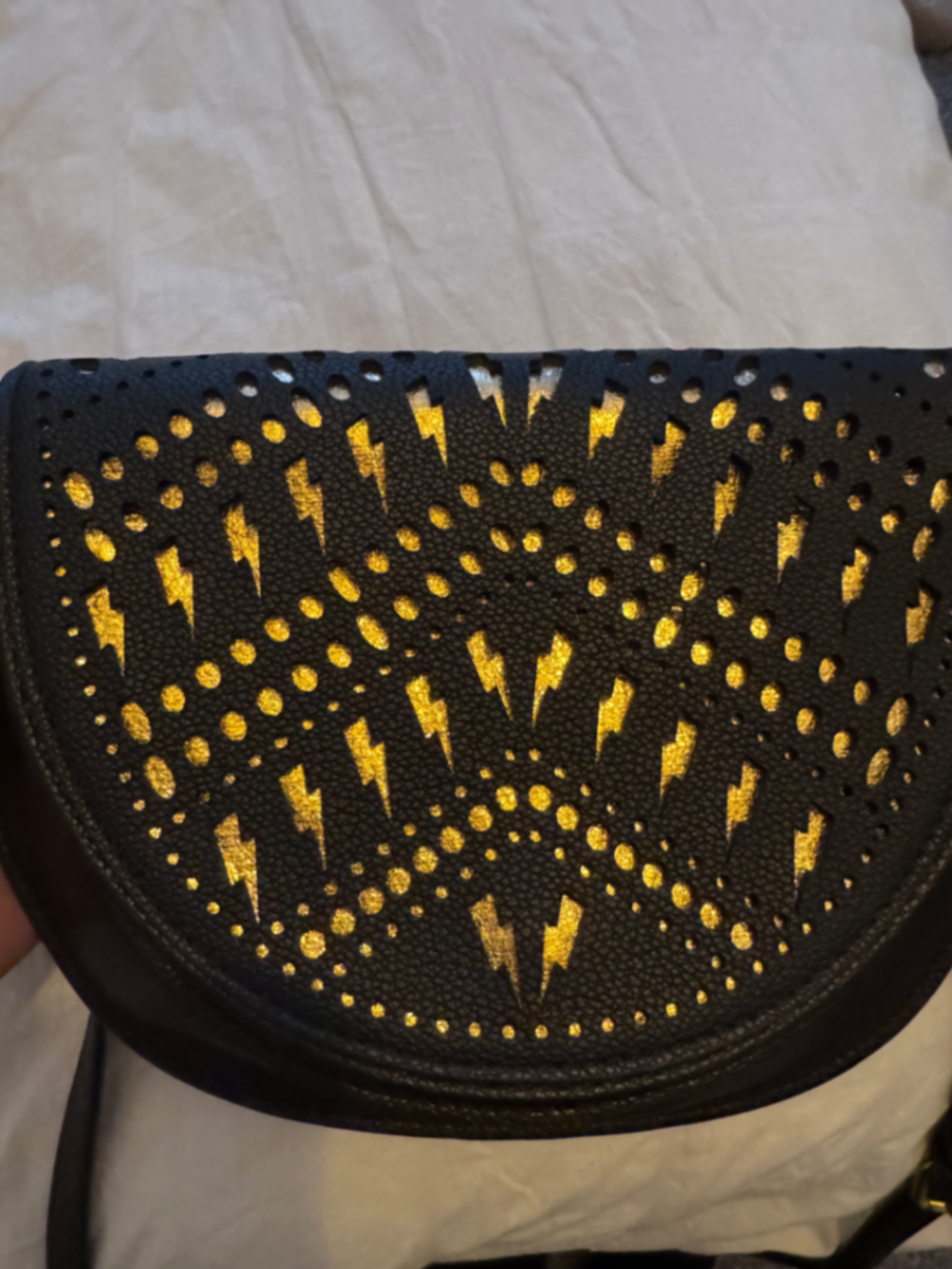 Black with Gold Laser Cut Saddle Bag