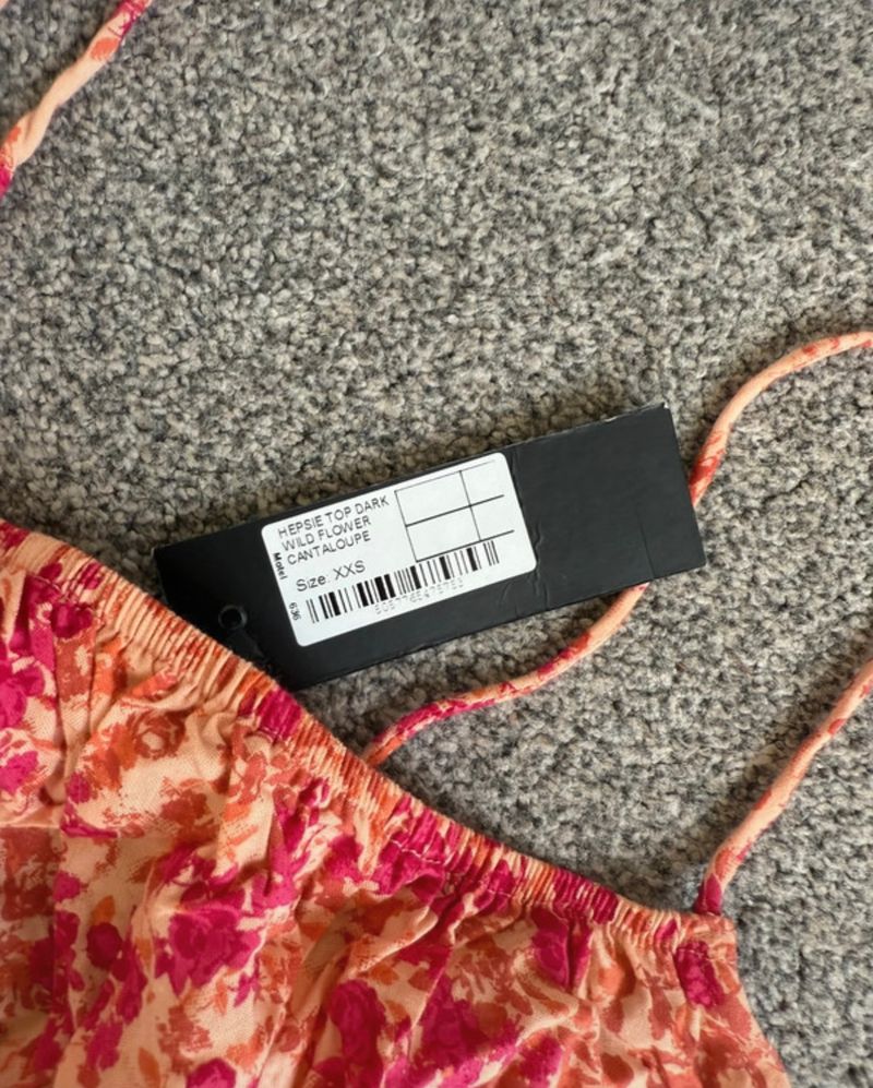 Hepsie Bralette Top in Dark Wild Flower Cantaloupe