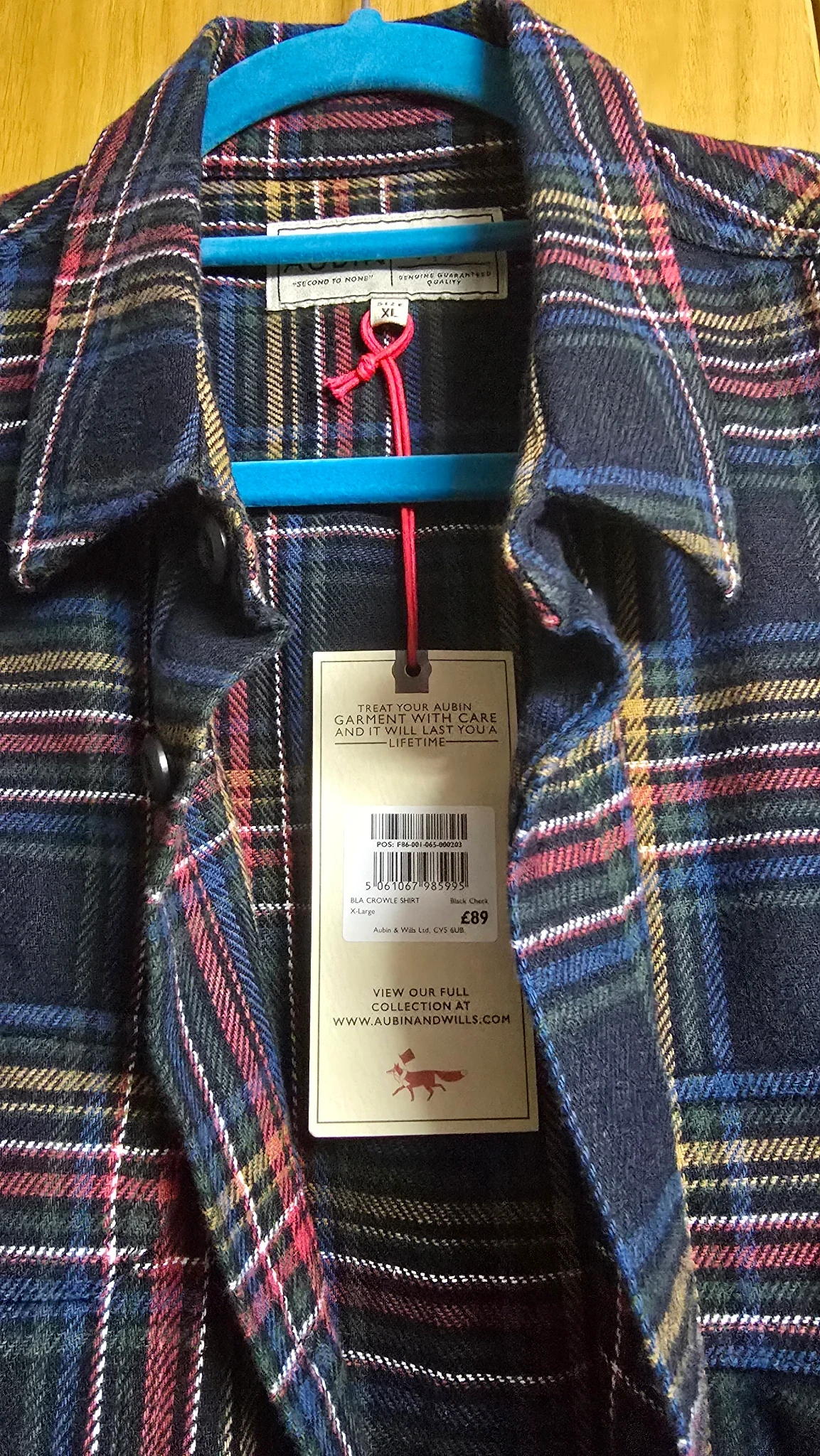 Mens black check Crowle XL shirt