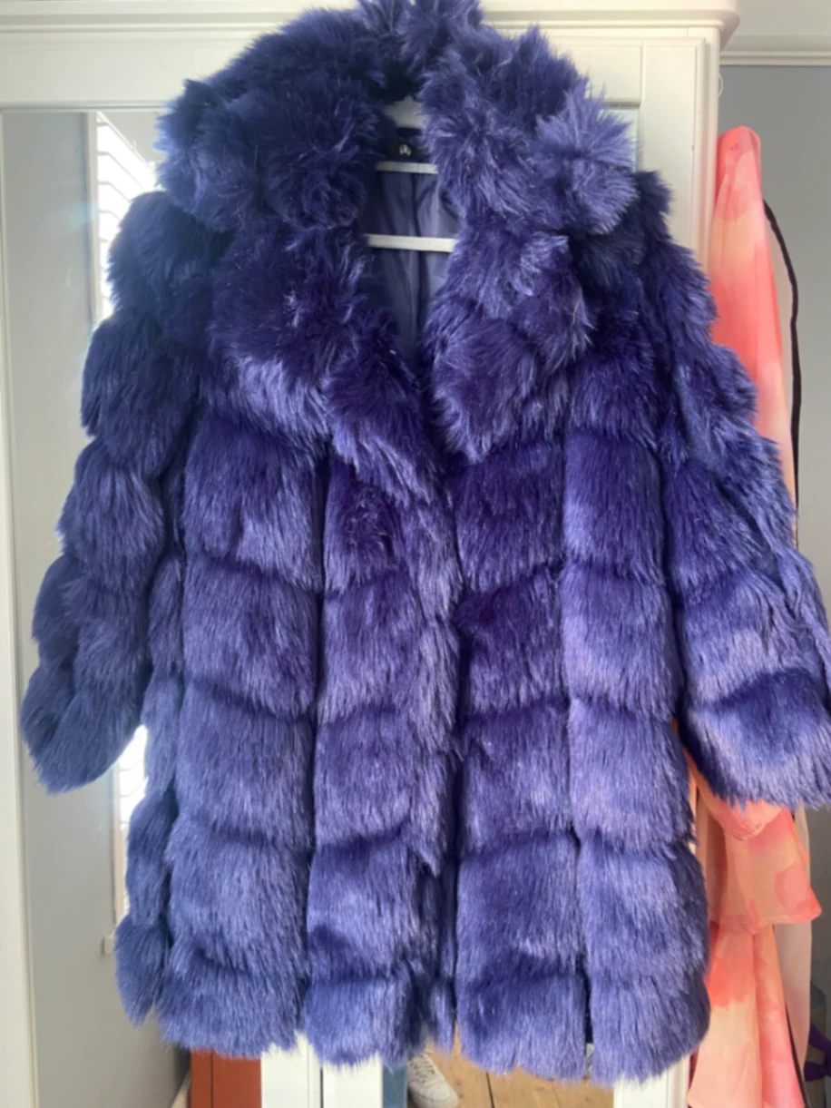Navy Faux Fur Coat