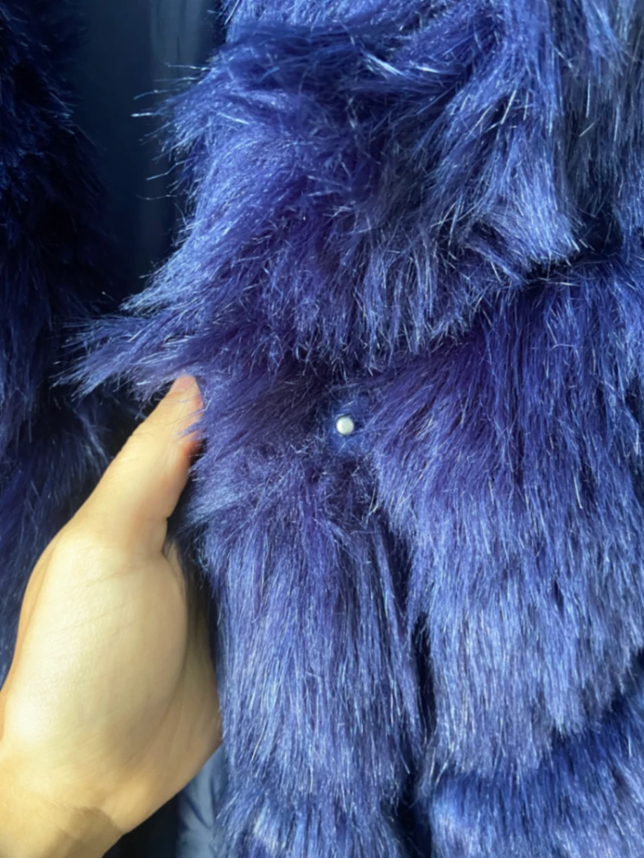 Navy Faux Fur Coat