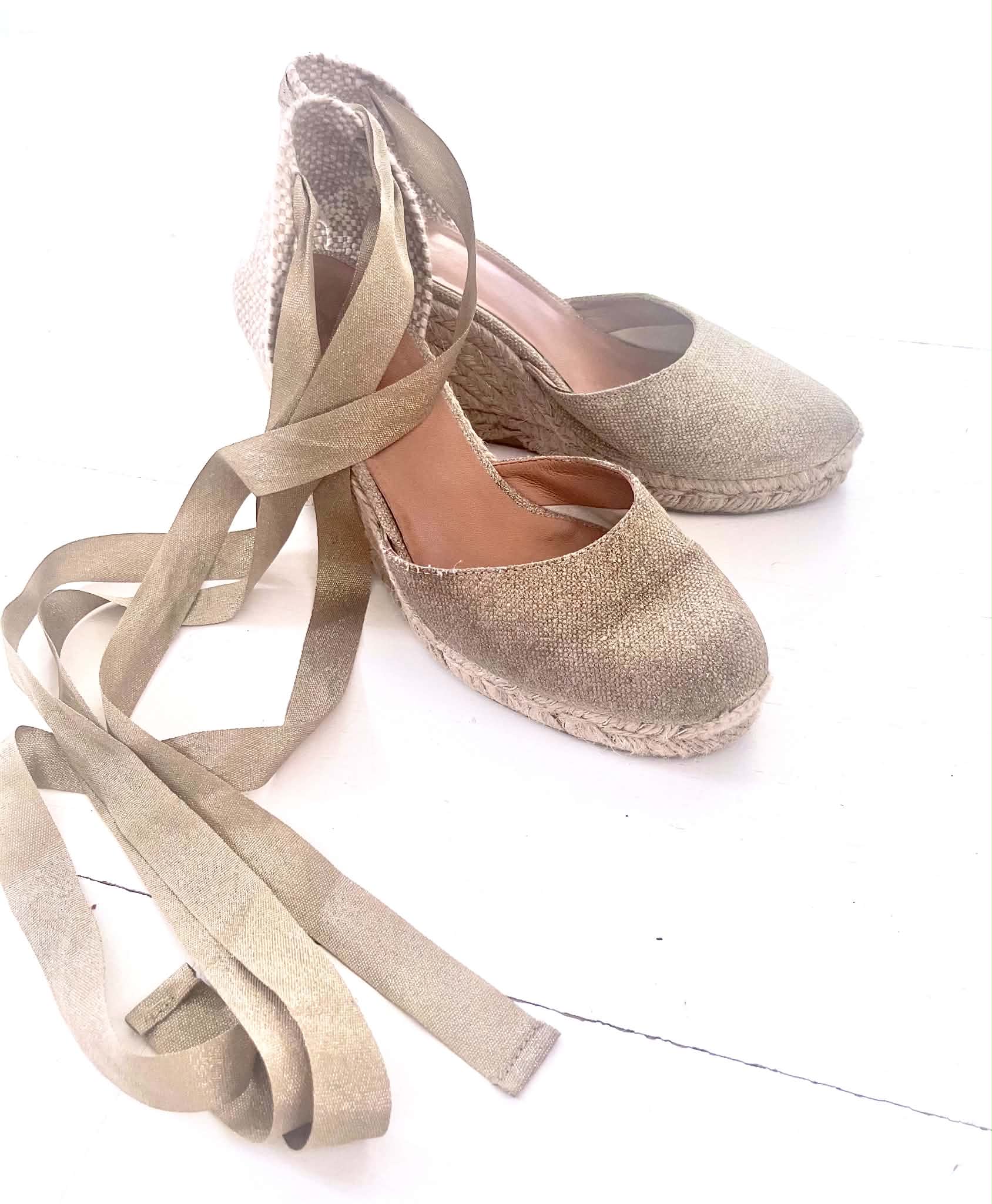 Carina Canvas Wedge Espadrilles, Gold