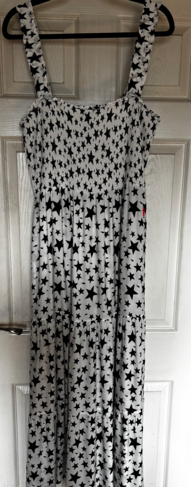 Ivory with Black Star Maxi Sundress