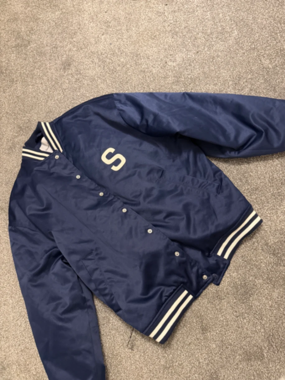Navy Satin Club Bomber 