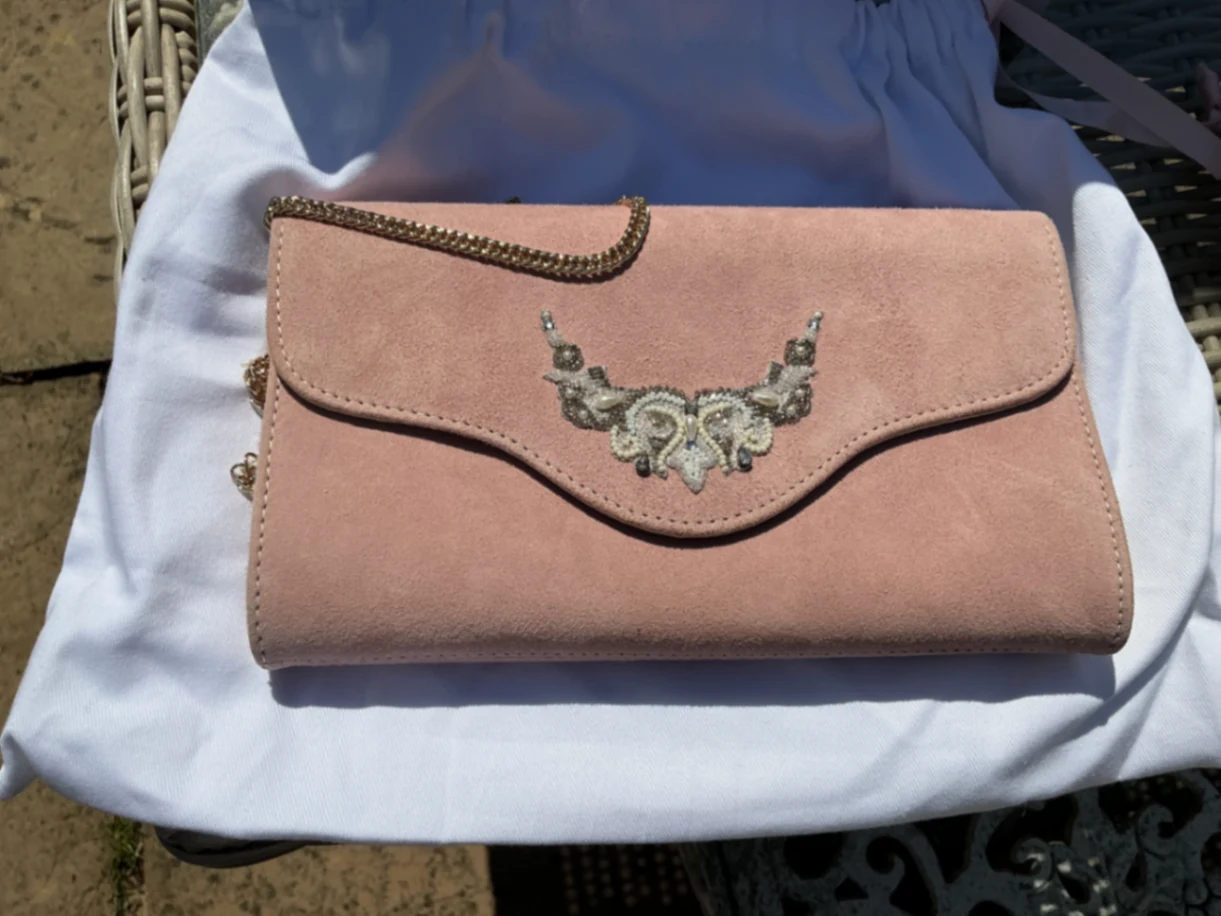 Elyse Matching Clutch - Pink Suede