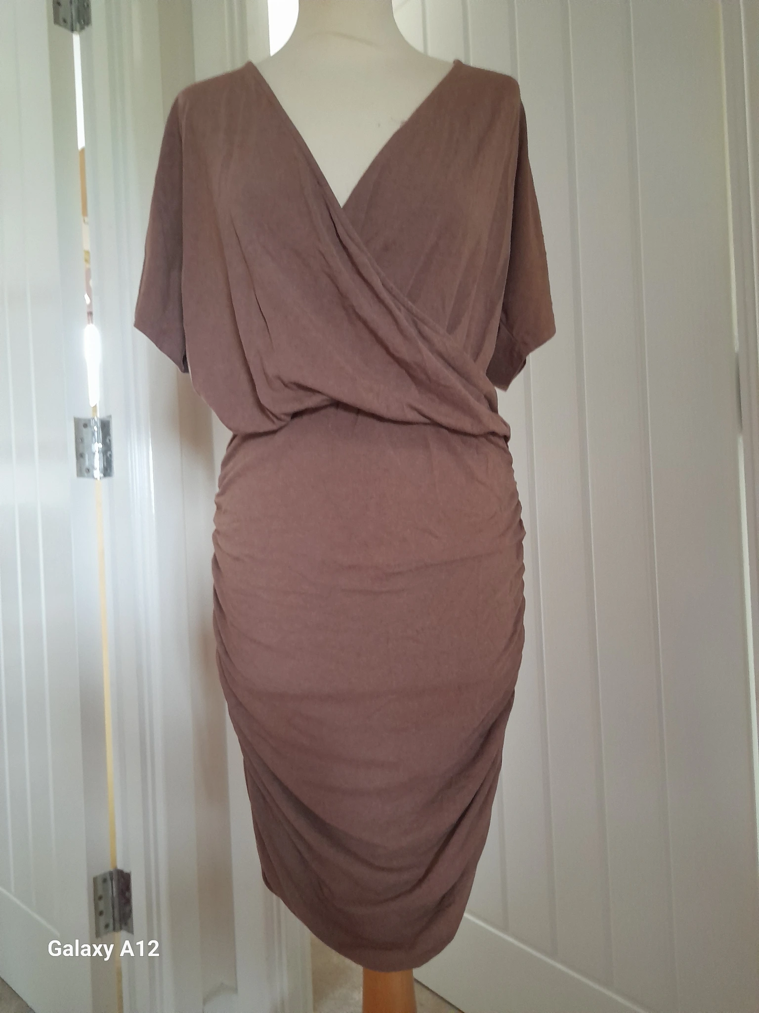 Brown ruched side dress