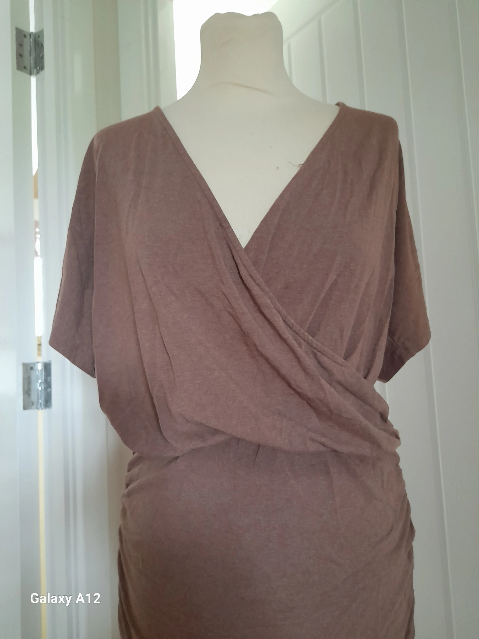 Brown ruched side dress