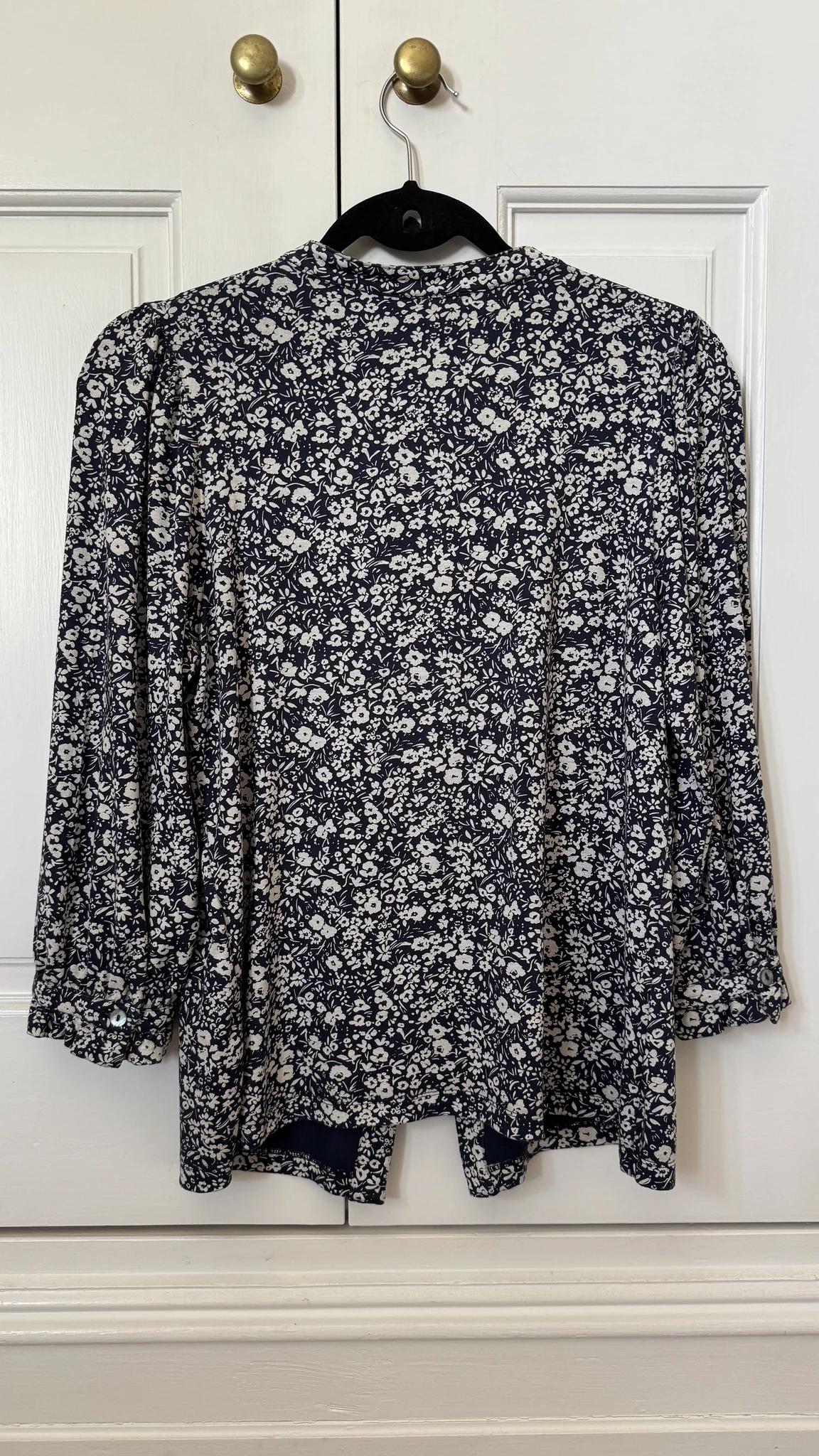 Navy & White Floral Top