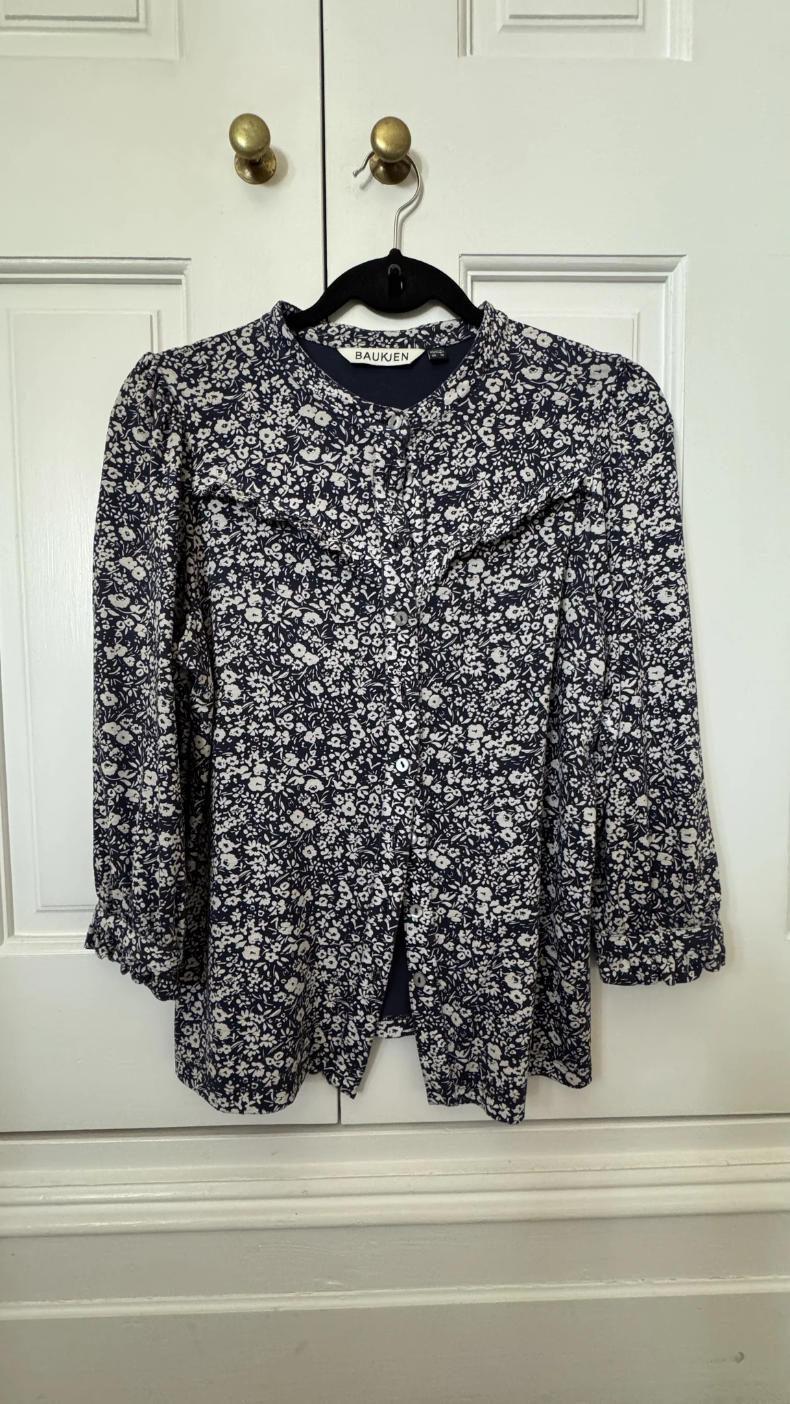 Navy & White Floral Top
