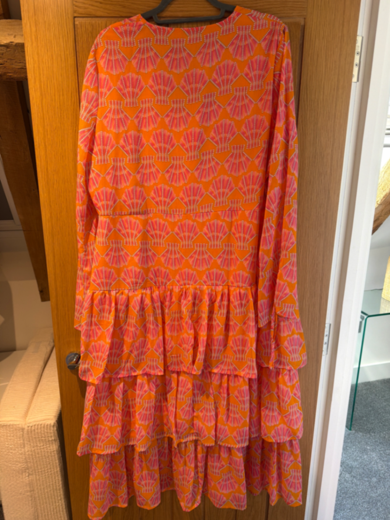 Orange Shell Tiered Dress - Curve