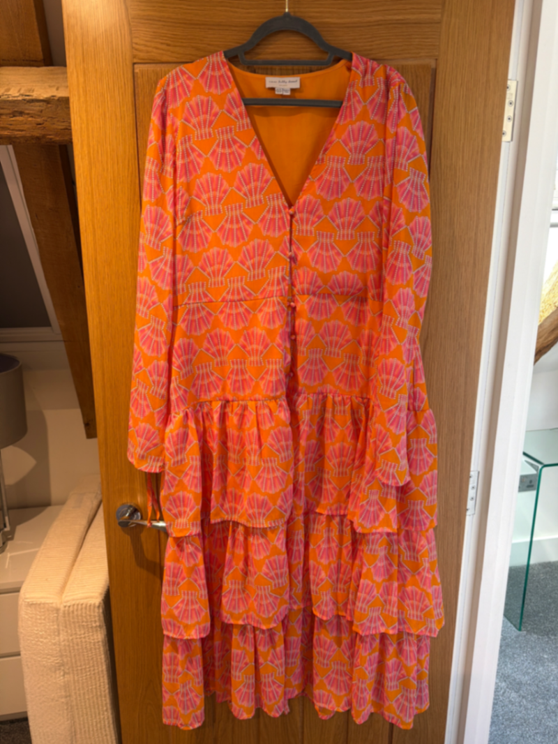 Orange Shell Tiered Dress - Curve