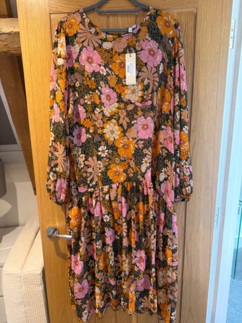 Floral Leopard Midi Dress - Curve